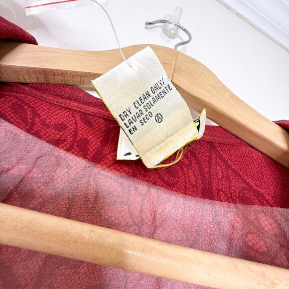 Vintage Ice Red Silk Sheer Blouse 2Piece Layered Camisole 1X Whimsigoth Romantic - Picture 11 of 14